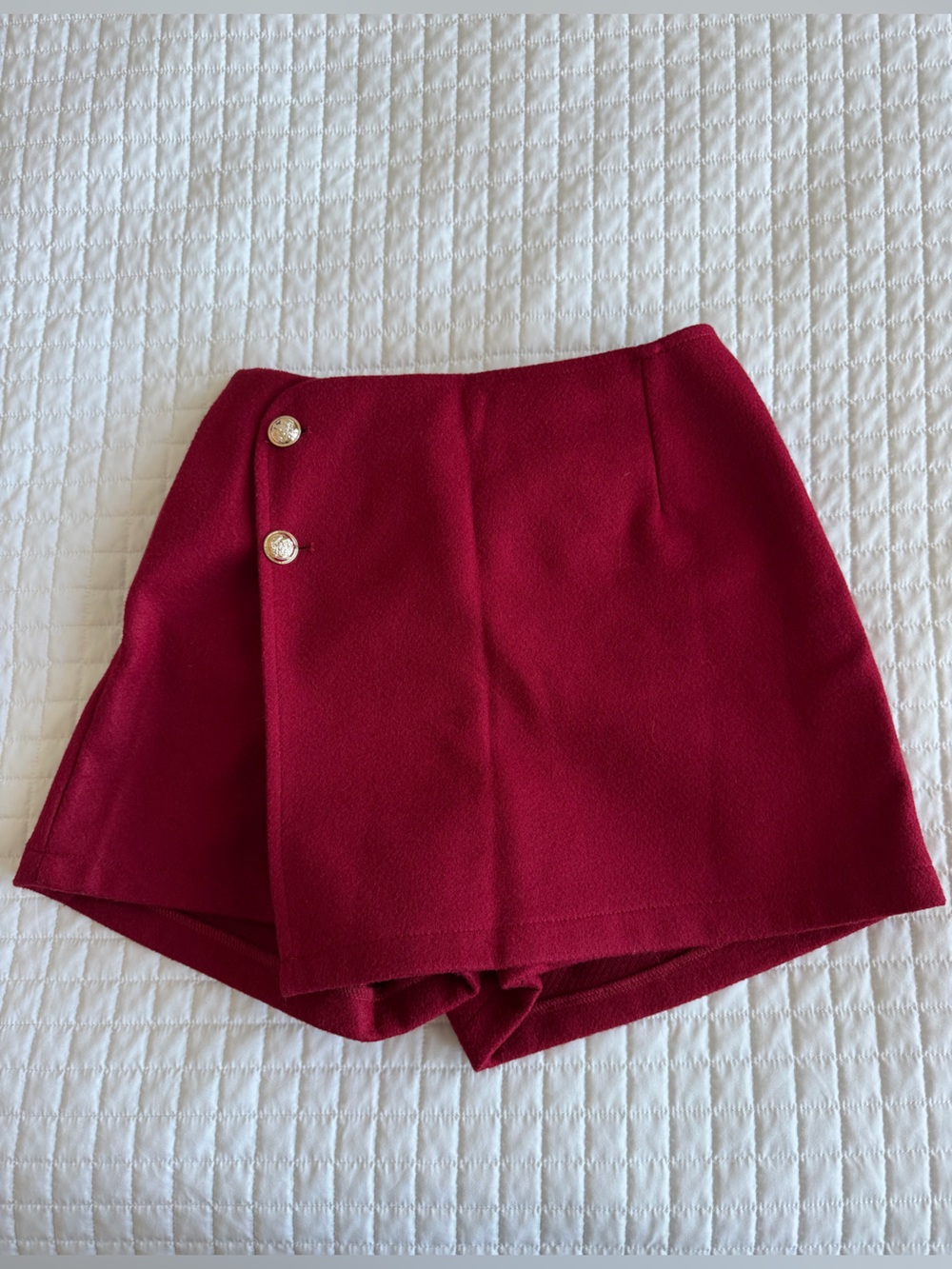 Burgundy Button Accent Skort